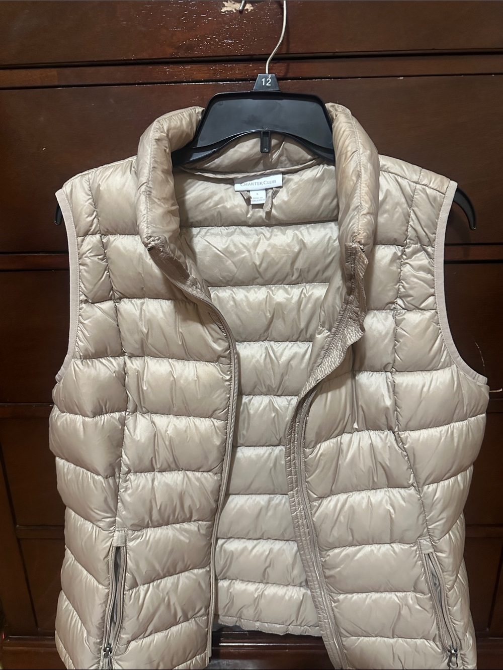 Charter Club Women's Beige Quilted Puffer Vest